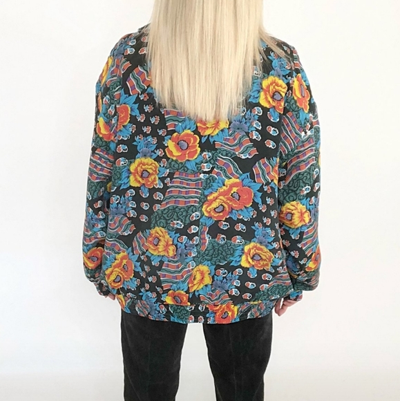 Vintage Floral Silk Track Jacket in Size L🌼 - Picture 7 of 7